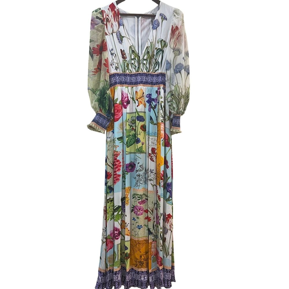NEW NWT Alice and Olivia Bellami V Neck Maxi Dress With Slit US 8 - Picture 6 of 13